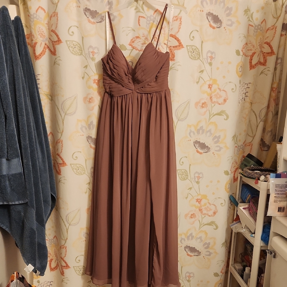 Azazie Mauve Prom Dress with Spaghetti Straps